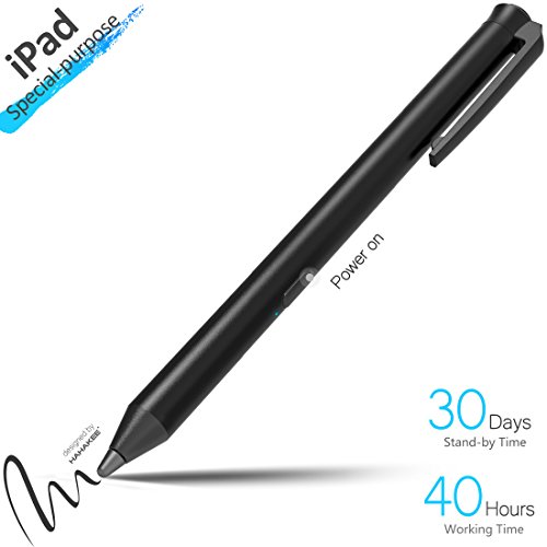 HAHAKEE iPad Stylus Pen,40 Stunden Ununterbrochene Arbeit,30 Tage Standby-Zeit,Dünne Spitze Kapazitiver Eingabestift mit CE-Zertifizierung,Wieder Aufladbarem Digitaler Stift Speziell für iPad-Serie