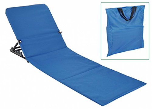 Strandliege 145x47x52 cm klappbar blau Strandmatte Sonnenliege tragbar zusammenklappbar Outdoorliege