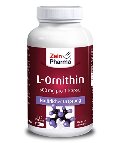 L-Ornithin 500 mg – gewonnen aus der Aminosäure L-Arginin – 120 Kapseln – von ZeinPharma