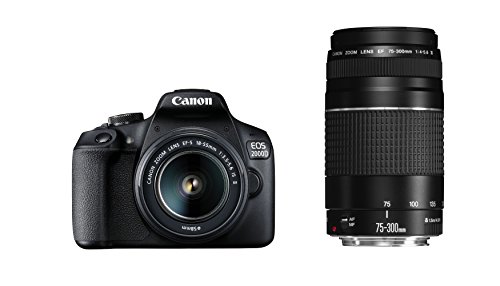 Canon EOS 2000D Spiegelreflexkamera mit dem Objektiv EF-S 18-55 IS II + 75-300 DC Kit