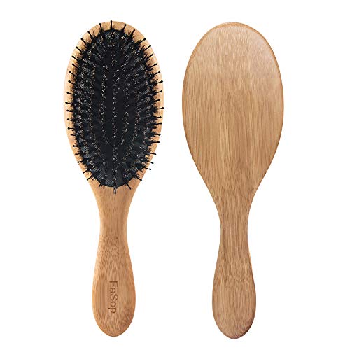 Antistatische Wildschweinborsten Haarbürste, Fasop. Professionelle Bambus Stylingbürste zur Haarentwirrung und Detangling, geeignet für nasse und trockene Haare, für glatte und lockige Haare