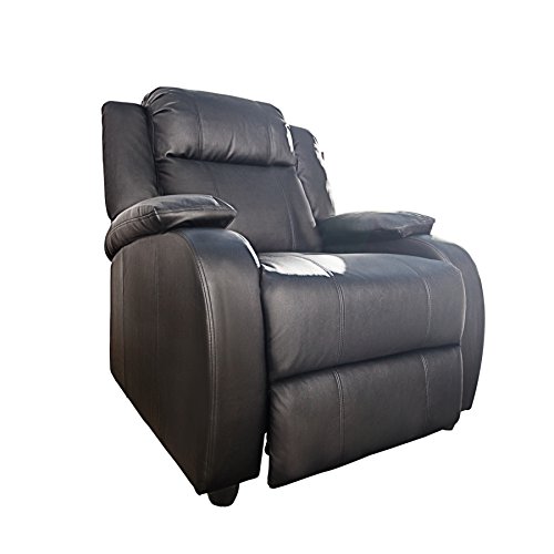 Moderner Relaxsessel HOLLYWOOD Kunstleder schwarz verstellbar Liegesessel Sessel Fernsehsessel Wohnzimmer mit Liegefunktion