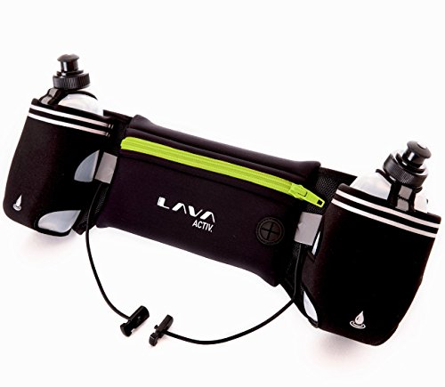 Lava Activ Hydrabelt Trinkgürtel - Laufgürtel, hochwertig, verstellbar, Flaschenhalter, 2 x 300ml Wasserflaschen, für Marathon, Training, Wandern, geeignet für Smartphones