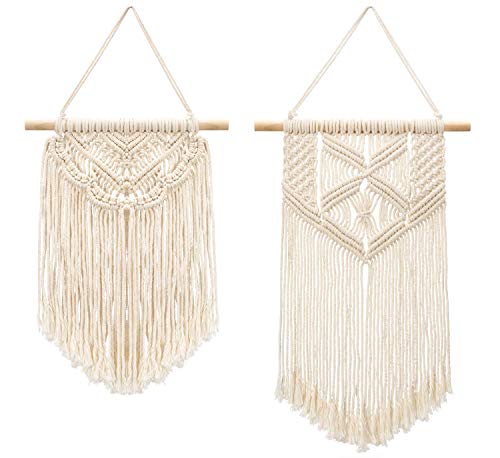 Mkouo Small Macrame Wall Hanging Decor Boho Chic Bohemian Woven Home Decoration for Apartment Bedroom Living Room Gallery