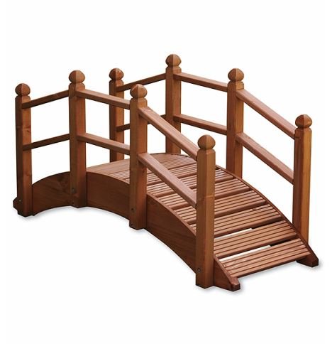 Holzbrücke für Garten, Dekoration, gebeizt, für Teiche, Bachläufe und Abgrenzungen