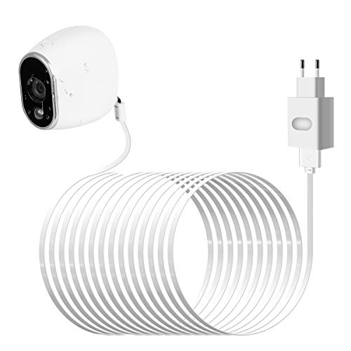 Wetterfest Netzteil Adapter und Kabel für Arlo Sicherheitskamera Smart Home Zubehör (CR123A Ersetzen,Weiß)