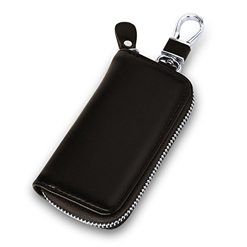 MPTECK @ Braun Multifunktionale Schlüsseletui Schlüsselmäppchen PU Leder Praktisch Autoschlüssel Auto Key Schlüsseltasche Hülle Tasche mit Reißverschluss für Damen Herren
