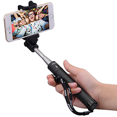 Mpow iSnap X U-Form Selfie Stange Erweiterbar Selfie-Stick mit integrierter Bluetooth Fernauslöser für iPhone 6 6S 6 Plus 6S Plus 5S 5 5C 4S 4, HTC M9 M8, Sony Z5 Z4 Z3 Compact, MP3 Players usw. - Schwarz