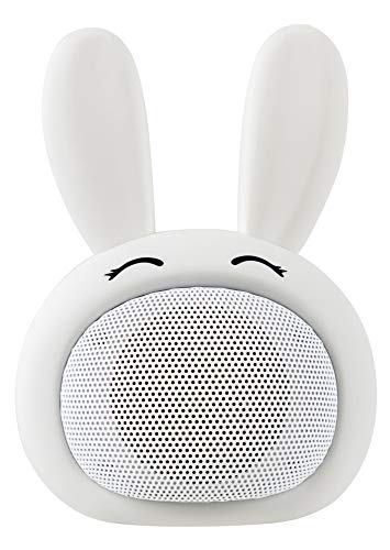 iCutes Tier Bluetooth Lautsprecher Hase (Mini Kinder Lautsprecher Box in tierischem Design & Freisprechfunktion) Weiß
