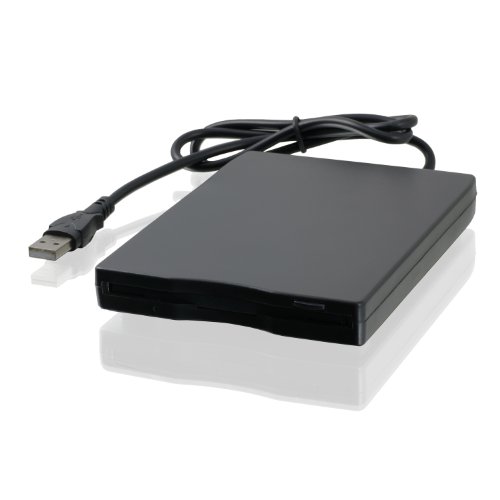 CSL - Externes USB Diskettenlaufwerk FDD 1,44MB (3,5') - PC & MAC - Slimline Floppy Disk Drive Extern - portable - plug & play - schwarz - Windows 10 fähig