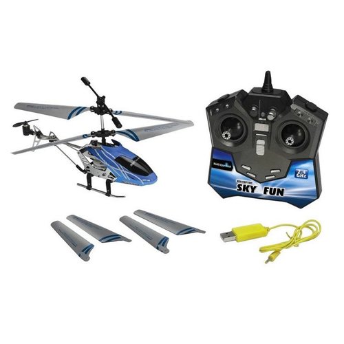 Revell Control RC Helikopter, ferngesteuerter Hubschrauber für Einsteiger, 2,4 GHz Fernsteuerung, einfach zu fliegen, Gyro, stabiles Chassis, LED-Beleuchtung, USB-Ladegerät - SKY FUN 23982