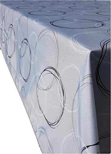 Valia Home Tischdecke Tischtuch Tafeldecke schmutzabweisend wasserabweisend Lotuseffekt pflegeleicht eckig für drinnen und draußen 140 x 240 cm grau