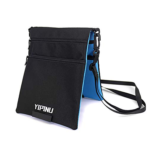 Brusttasche ALISTAR Brustbeutel mit RFID-Schutz 4 Fächer Reise-Organizer Umhängetasche für Reise Doppelseitige Verwendung für Damen und Herren schwarz/blau MEHRWEG