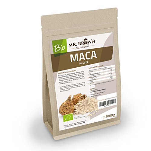 Mister Brown BIO Maca Pulver aus Peru 1 kg | Premium Qualität | 1000 g | abgefüllt in Deutschland | aus kontrolliert biologischem Anbau | Ohne Zusatzstoffe - Ohne Konservierungsmittel