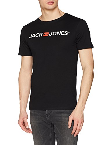 JACK & JONES Herren JJECORP Logo Tee SS Crew Neck NOOS T-Shirt, Schwarz (Black Detail: Slim Fit), Large