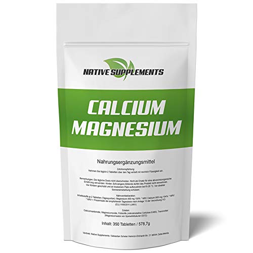 350 Tabletten Calcium & Magnesium, 1200mg Komplex/Tagesdosis, Extra Rein, Hochdosiert und für Veganer geeignet, Kalzium Pharmaqualität