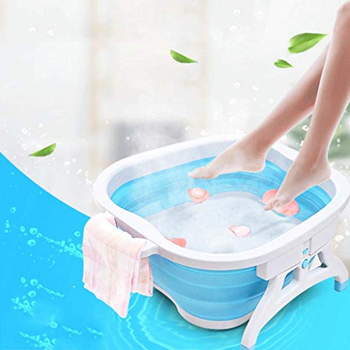 Sinbide Platzspar-Fußbad faltbar Spülwanne Schüssel Waschen Reinigen Pflege Pedikür gepflegte Füße Kunststoff Fuß-Pflege-Wanne (Blau)
