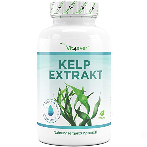 Vit4ever Kelp Extrakt (Natürliches Jod) - 365 Tabletten mit je 150 mcg/µg Jod aus Kelp Algen - Laborgeprüft - 12 Monatsvorrat - Hochdosiert & Vegan - Iodine
