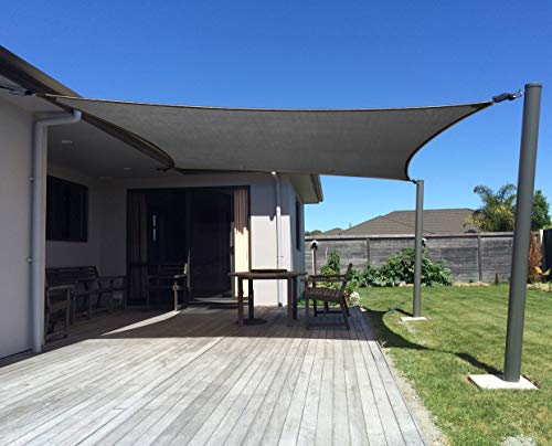 AXT SHADE Sonnensegel Wasserabweisend 2x3m, Sonnenschutz imprägniert PES Polyester mit UV Schutz für Terrasse, Balkon und Garten- Graphit
