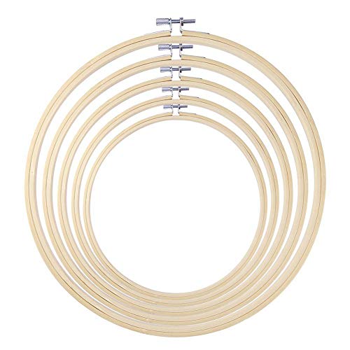 Cutogain 5 Stück Runde Stickrahmen Set Bambus Kreis Kreuzstich Hoop Ring