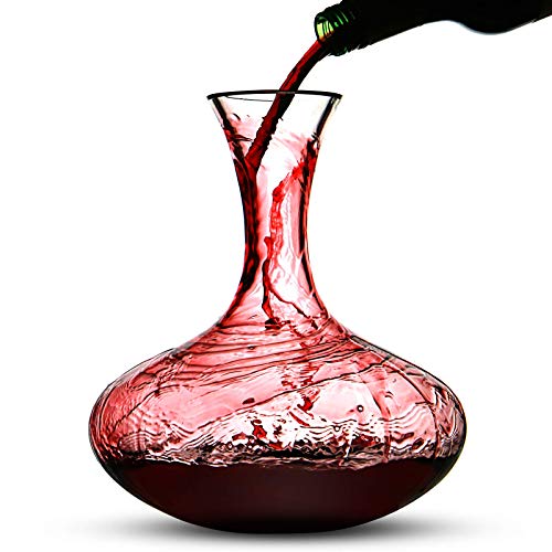 Maison & White 2.5L Rotwein Dekanter | Eichenstopper & Reinigungsbälle inklusive | Bleifreier Glasbelüftungsweinkaraffe | Perfektes Geschenkset