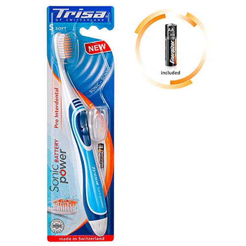 TRISA Sonic Power Pro Interdental Soft, Elektrische Handzahnbürste für die besonders effiziente Zahnpflege mit Schall, Batterie inbegriffen, blau