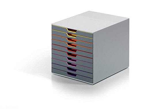 Durable 761027 Schubladenbox (Varicolor) 10 Fächer farbiger Ablauf