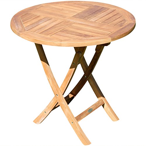 ASS Echt Teak Gartentisch Klapptisch Holztisch Gartentisch Tisch Rund 80cm JAV-Coamo von