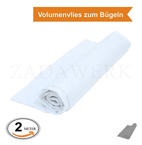 ZADAWERK - Volumenvlies aufbügelbar Vlieseline - 1 m x 2 m - Weiß