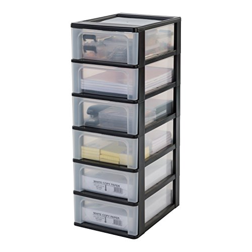 IRIS, Schubladencontainer / Schubladenschrank 'Organizer Chest', OCH-2006, Kunststoff, schwarz / transparent, 35,5 x 26 x 72,5 cm