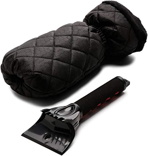 Lyvanas Eiskratzer Auto - Profi Eisschaber trifft auf Premium Eiskratzer Handschuh - top Effizienz kombiniert mit 100% Komfort (Schwarz)