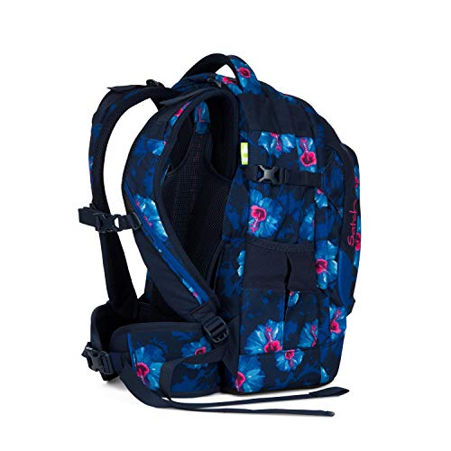 Satch Pack Waikiki Blue, ergonomischer Schulrucksack, 30 Liter, Organisationstalent, Dunkelblau/Weiß/Pink