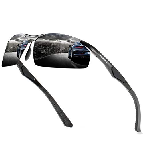 Tarent Sonnenbrille Herren polarisiert mit Hochwertiger Al+Mg Metallrahmen, Fahrradbrille Sportbrille Fahrer Brille für Wandern Motorradfahren Golfen und Fischen