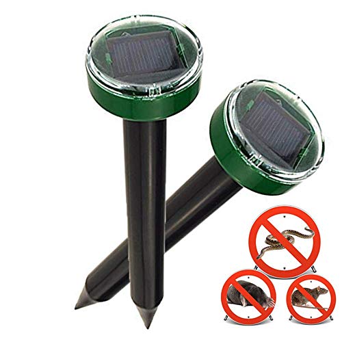 Nurkoo 2 Stück Solar Maulwurfabwehr IP65 Ultrasonic Solar Maulwurfschreck,Mole Repellent, Wühlmausschreck, Wühlmausvertreiber für Den Garten Rasen Hof-Grasgrün