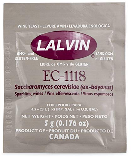 Lalvin EC1118 Weinhefe Trockenhefe 5 g für Weißwein Roséwein Fruchtwein Kaltgärung Sektgärung