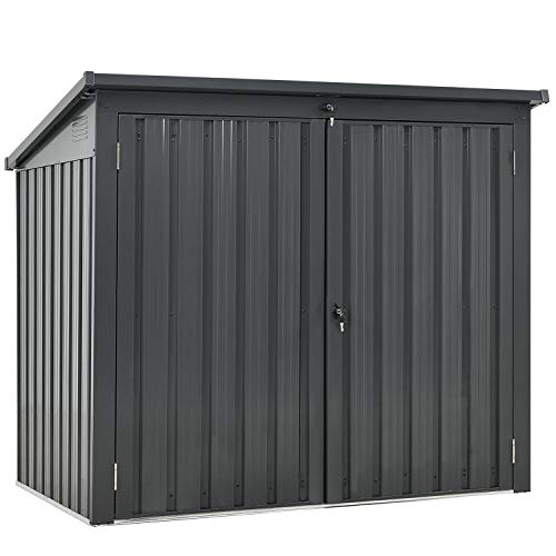 Juskys Mülltonnenbox Genk 1,6m² grau - Mülltonnenverkleidung aus Metall mit 2 abschließbaren Türen