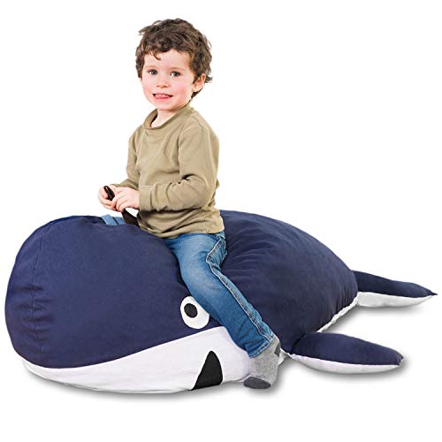 Kindersitzsack Wal - Tierform Sitzsack für Kinder - Kindermöbel Walfisch Stofftier aus Baumwolle