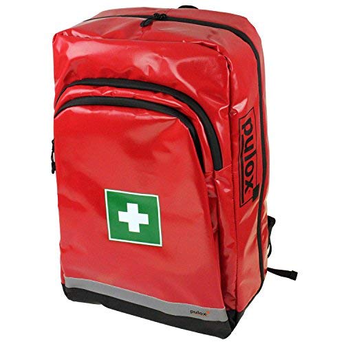 Pulox Erste Hilfe Rucksack, Notfallrucksack mit Modultaschen für den Notfall Einsatz Sport Freizeit Event Fussball (Rucksack Einzeln - Rot)
