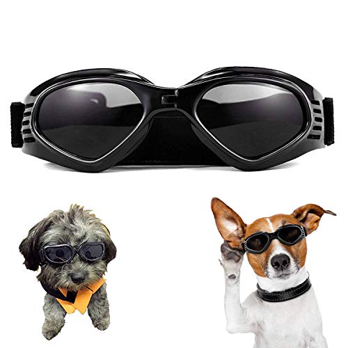 XUNKE Hunde Sonnenbrille Verstellbarer Riemen für UV-Sonnenbrillen Wasserdichter Schutz für kleine und mittlere Hunde