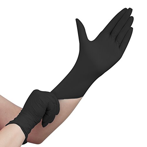 100 Stück schwarze Nitril Einweghandschuhe EN455 - puderfreie und unsterile Kochhandschuhe Tätowierhandschuhe Tattoo Handschuhe, Größe: L