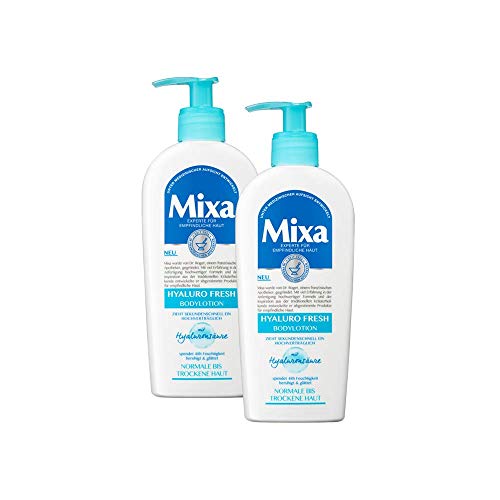 Mixa Hyaluro Fresh Bodylotion für normale bis trockene Haut, mit Hyaluronsäure, ohne Parabene und Farbstoffe, 2er Pack (2 x 250 ml)