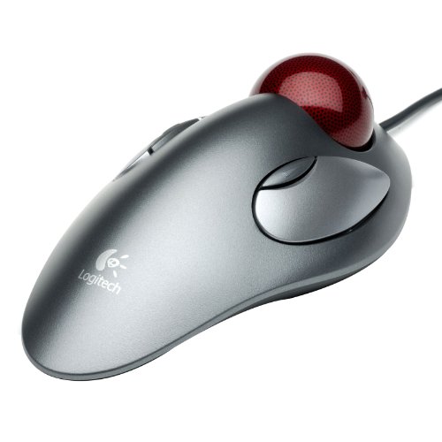 Logitech Marble Trackball Maus schnurgebunden silber-rot, USB-Anschluss