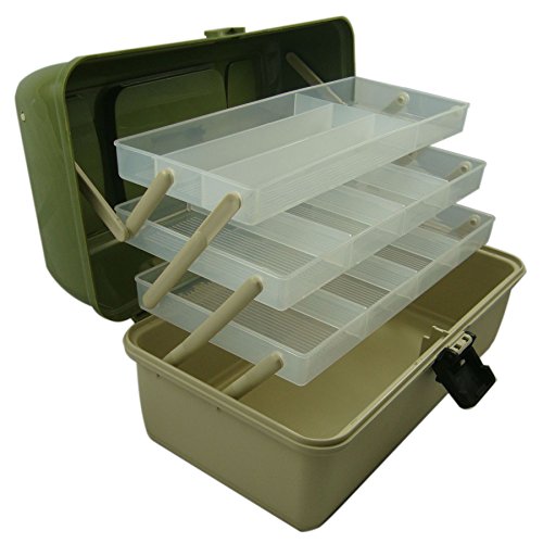 3 Box Cantilever Angelbox/Angelkoffer, Basteln, Caddy, verstellbare Fächer, Lunar Box reg; grün grün