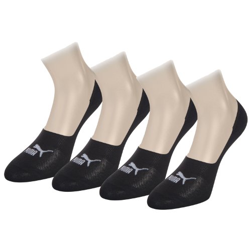 PUMA Unisex Invisible Footie Sport Socken Sportsocken 4er Pack (43-46, Black)