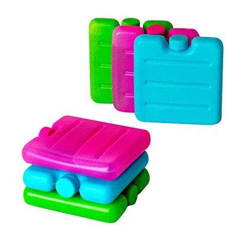 ToCi 6er Set kleine Kühlakkus in Blau, Pink und Grün | Mini Kühl-Elemente für die Kühltasche | Kühl-Akku für die Brotdose