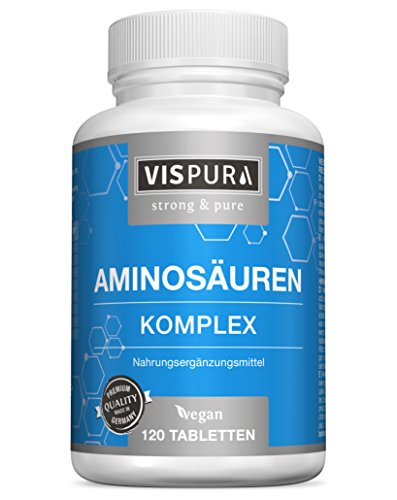 Aminosäuren Komplex 120 Tabletten vegan mit 8 essentiellen Aminosäuren Qualitätsprodukt-Made-in-Germany ohne Magnesiumstearat
