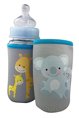 2x Baby Flaschenschutz groß -Babyflasche Schutz - Protection - Motiv: Giraffe & Koala - Baby Flaschenhülle - HECKBO