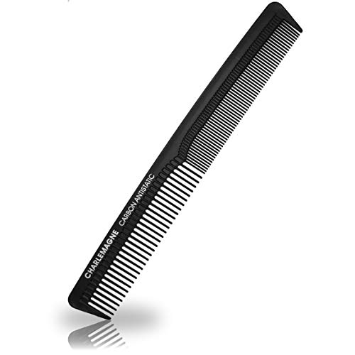 Charlemagne Haarkamm | Bruchfester Premium Carbon Kamm für Haare & Bart | 18cm | Antistatischer Haar Kamm Friseur Zweiseitig | Styling für Männer und Frauen
