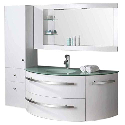 Badmöbel Badezimmermöbel Badezimmer 120 cm Waschtisch Schrank Spiegel Set Ambass