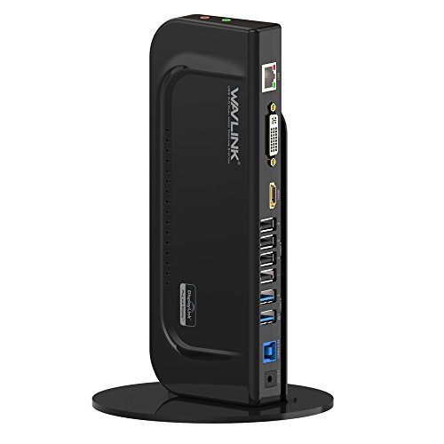 WAVLINK USB 3.0 Universal Docking Station mit zwei Videoausgängen (DVI, VGA oder HDMI) für Laptop / PC oder Mac (Gigabit Ethernet,Audio-Eingangs- und Ausgangsbuc,2 USB3.0 Ports und 4 USB 2.0 Ports)